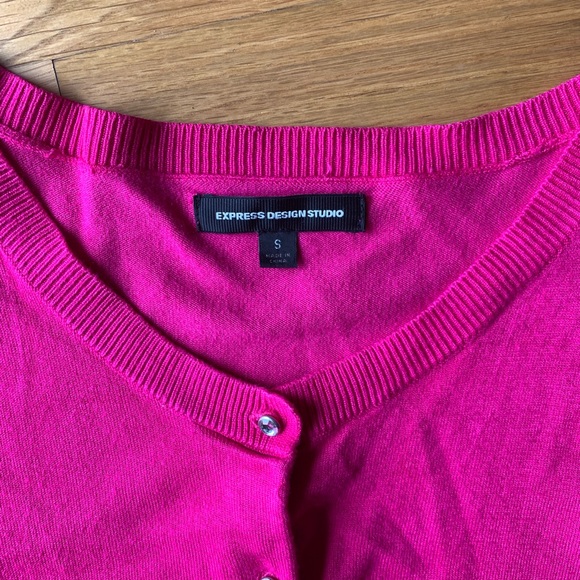 Express Women’s Rhinestone Cardigan Fuchsia Small - Picture 3 of 6